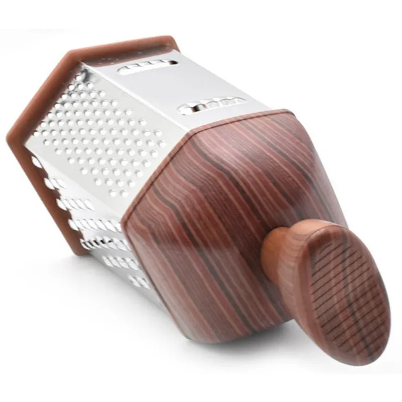 Kitchen Wood grain covered with heart-shaped Cheese 6 Sides Stainless Steel Grater For Vegetable