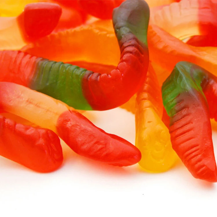 Amos Wholesale Custom Halal Sweet Jelly Fruity Worm Shape Candy Gummy