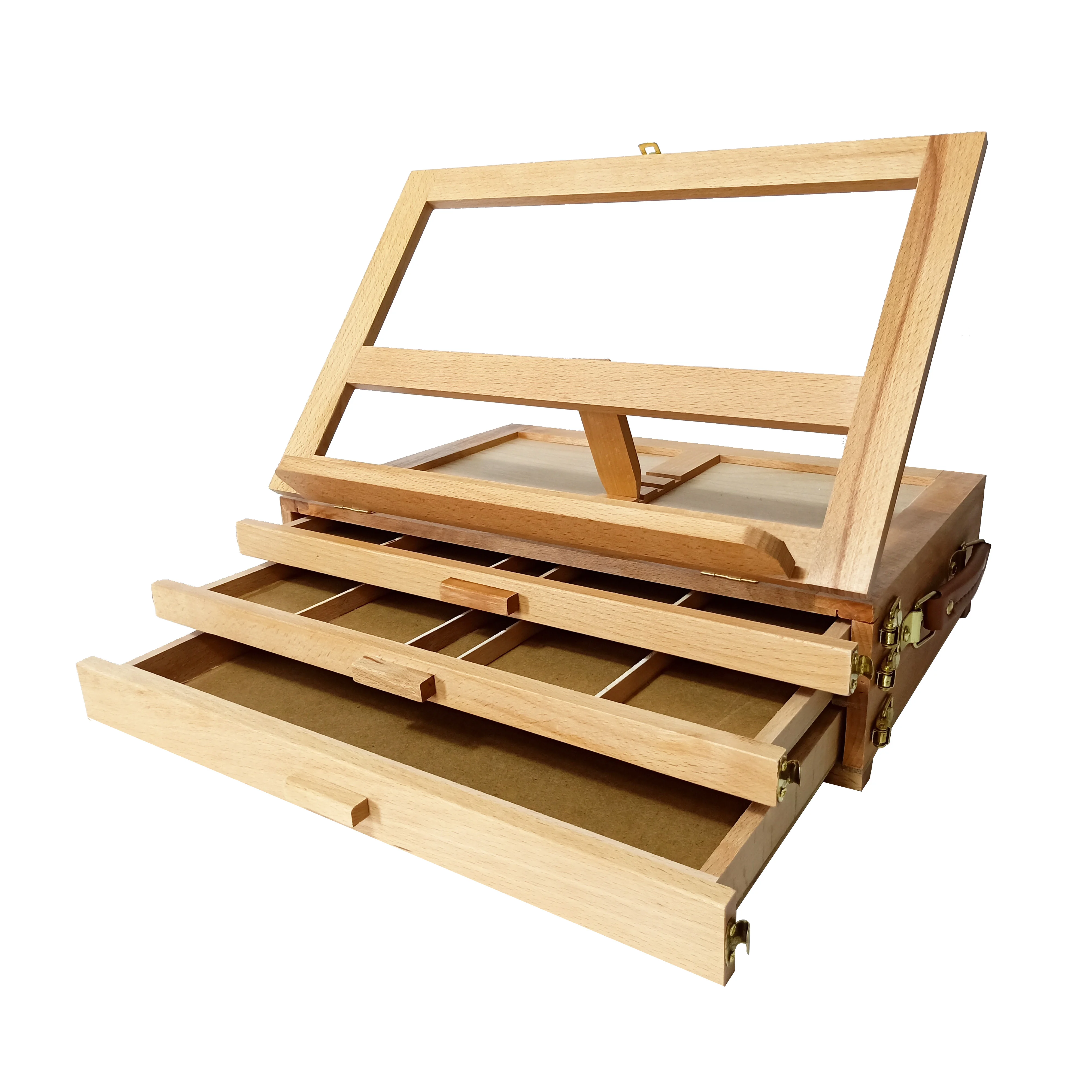 Art Supply Adjustable Portable Place Draw Round Desktop Beech pine wood Paint Sketch Easel Box