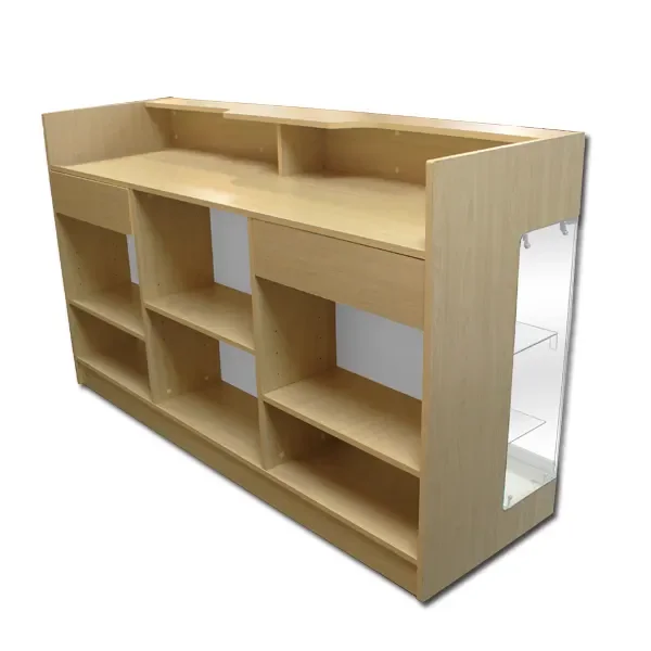 Hot selling retail wooden ledge top checkout counter for retail display