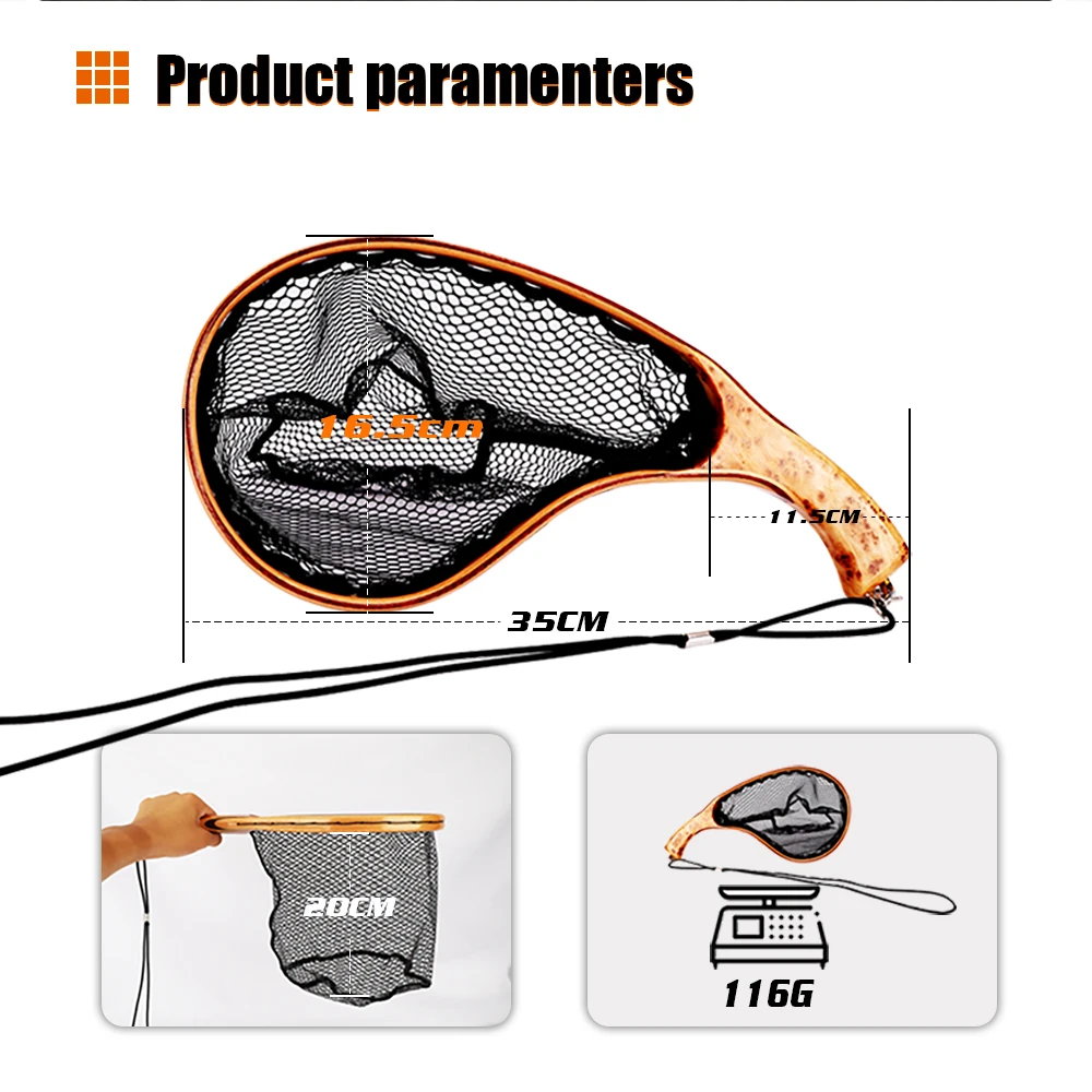 OEM High Quality Portable Lightweight Fly Landing Net for Trout Fly Fishing