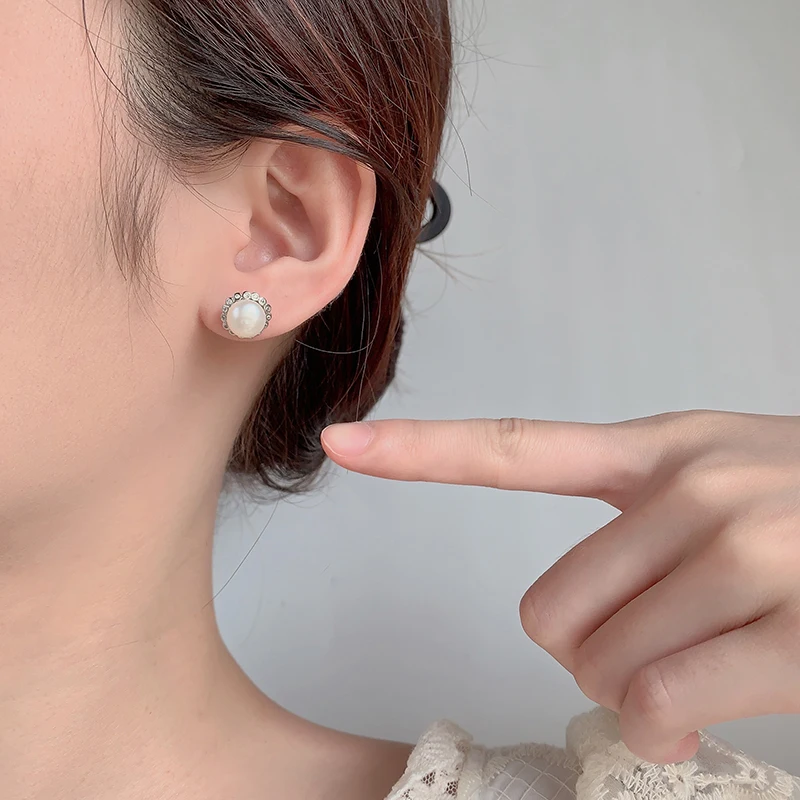 Natural Small Hoop With Pearls Huggie Drop White Long Sterling Silver Gold Chandelier Bridal Pearls Earrings For Women