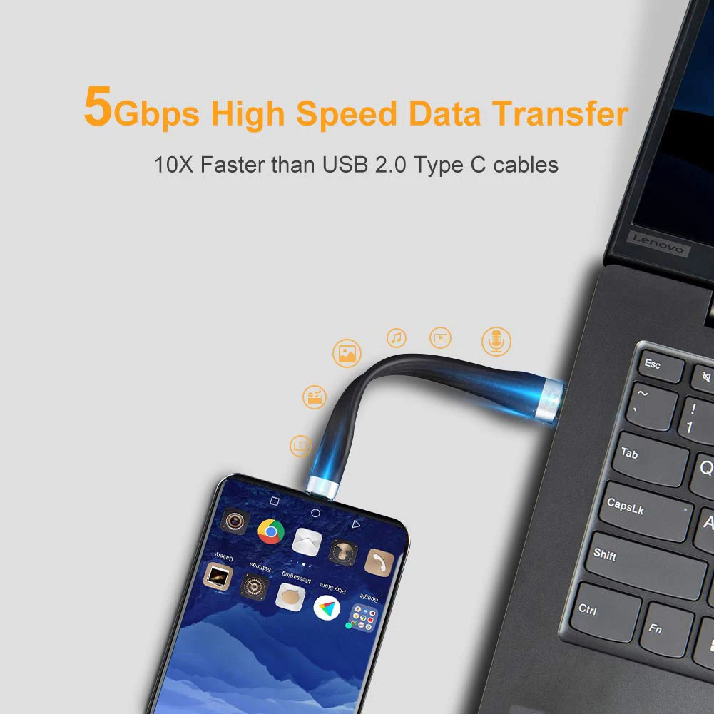 Новый дизайн Fpc типа C для Usb3.0 кабель; Короткие ботинки на плоской подошве 5 Гбит/с кабель передачи данных 3a 135 мм мобильных