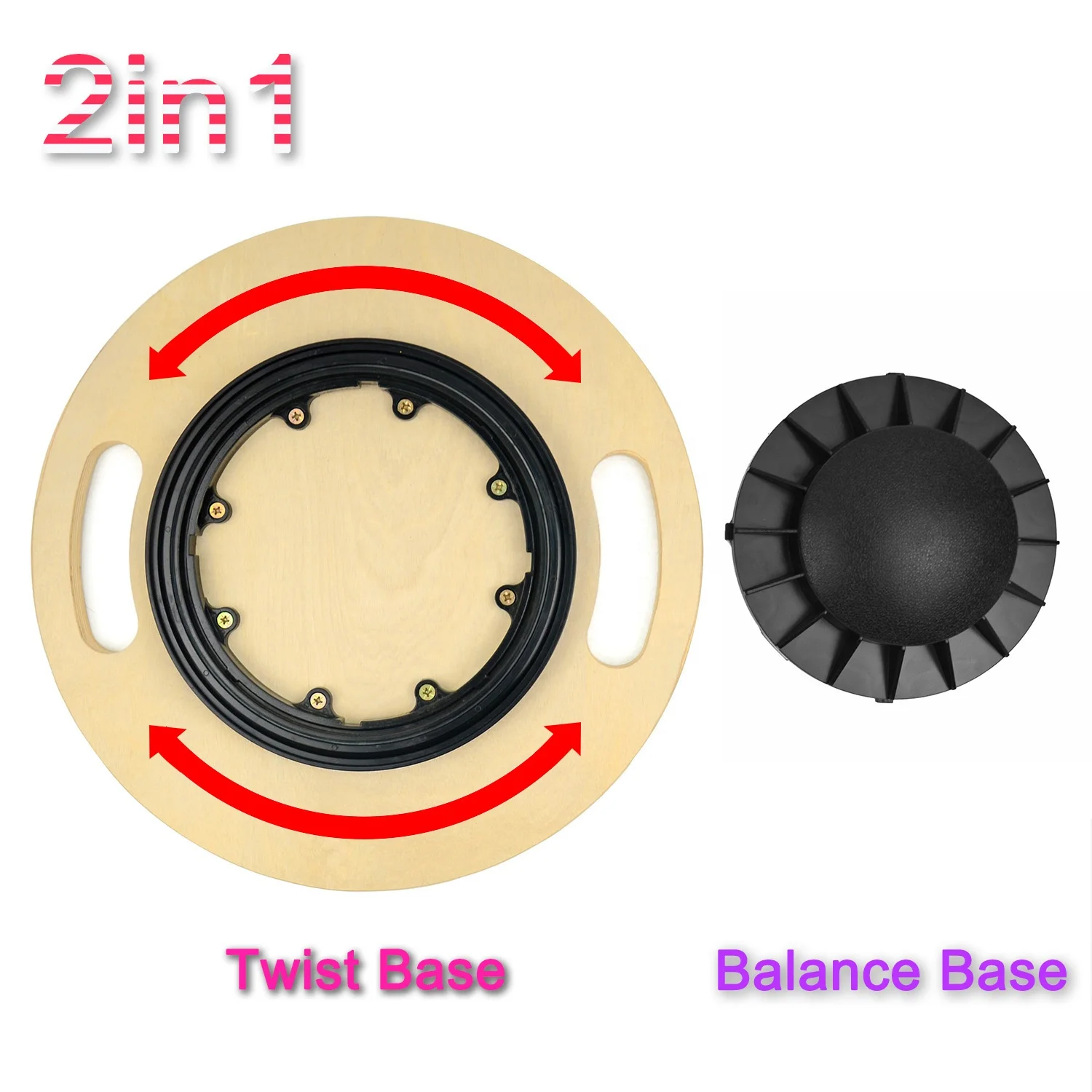 2024 New 2in1 Wooden Wobble Balance Board With Twist Disc