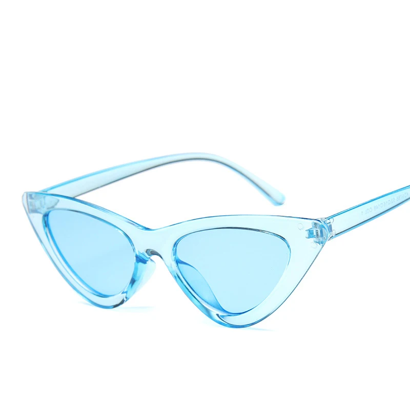 Fashion Triangle Shaped Cat Eye Sun Glasses Transparent Ocean Lens Colorful Cateye Sunglasses 2022