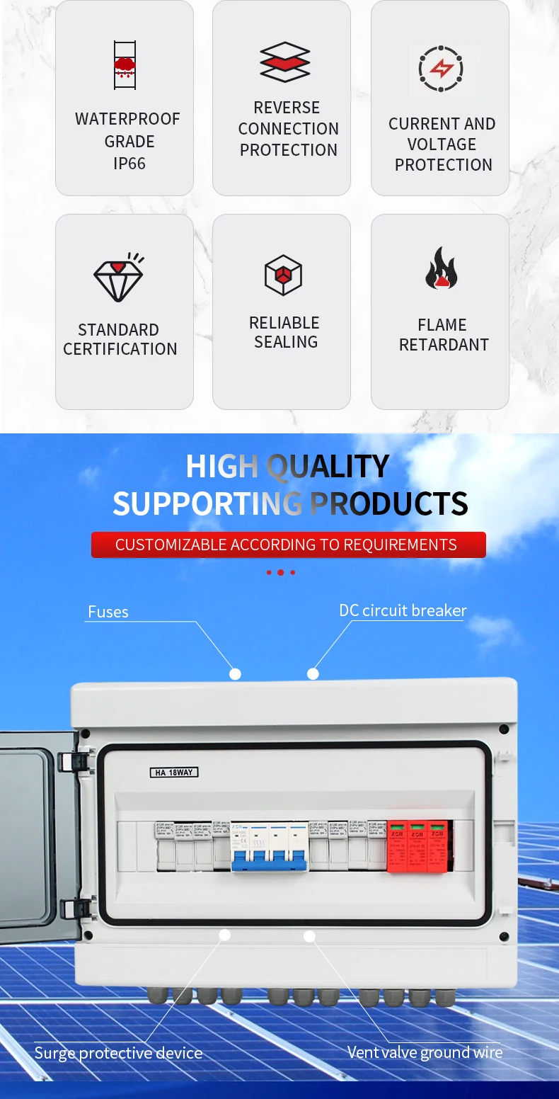 IP65 Outdoor Power Distribution Switch Box Solar System String combiner box 4 In 1 Out