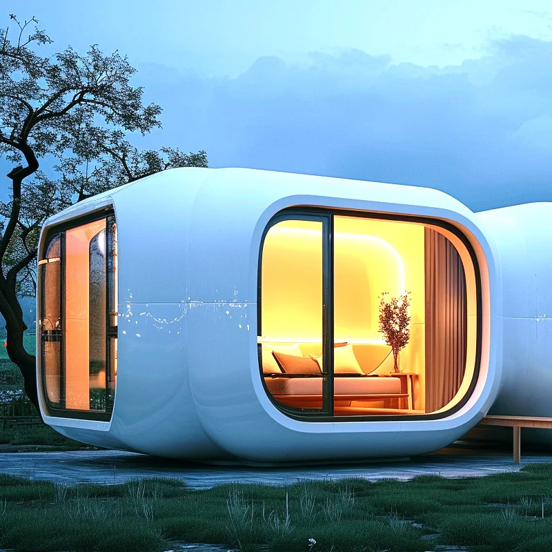Factory Seal EUROPEAN Mini Frame Round Expandabe Spaceship Capsule House Tiny Prefab Vessel House Capsule Rooms Sleeping Pod Mob