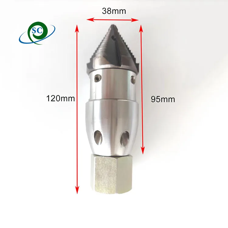 high pressure roots cutting nozzle,40L large flow rate rotating sewer pipe washing nozzle