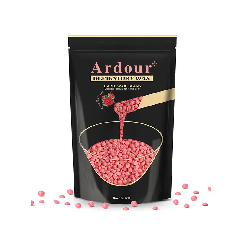 Hard Wax Beans Hair Removal Kit Wax Beads for Facial Brazilian Bikini Underarms, Back and Chest Legs  1lb Pink Wax Refill