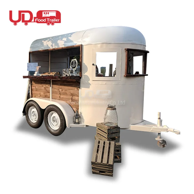 Vintage Mobile Bar Outdoor Horsebox Trailer Dessert Ice Cream Vending Cart Coffee Horse Trailer Food Truck