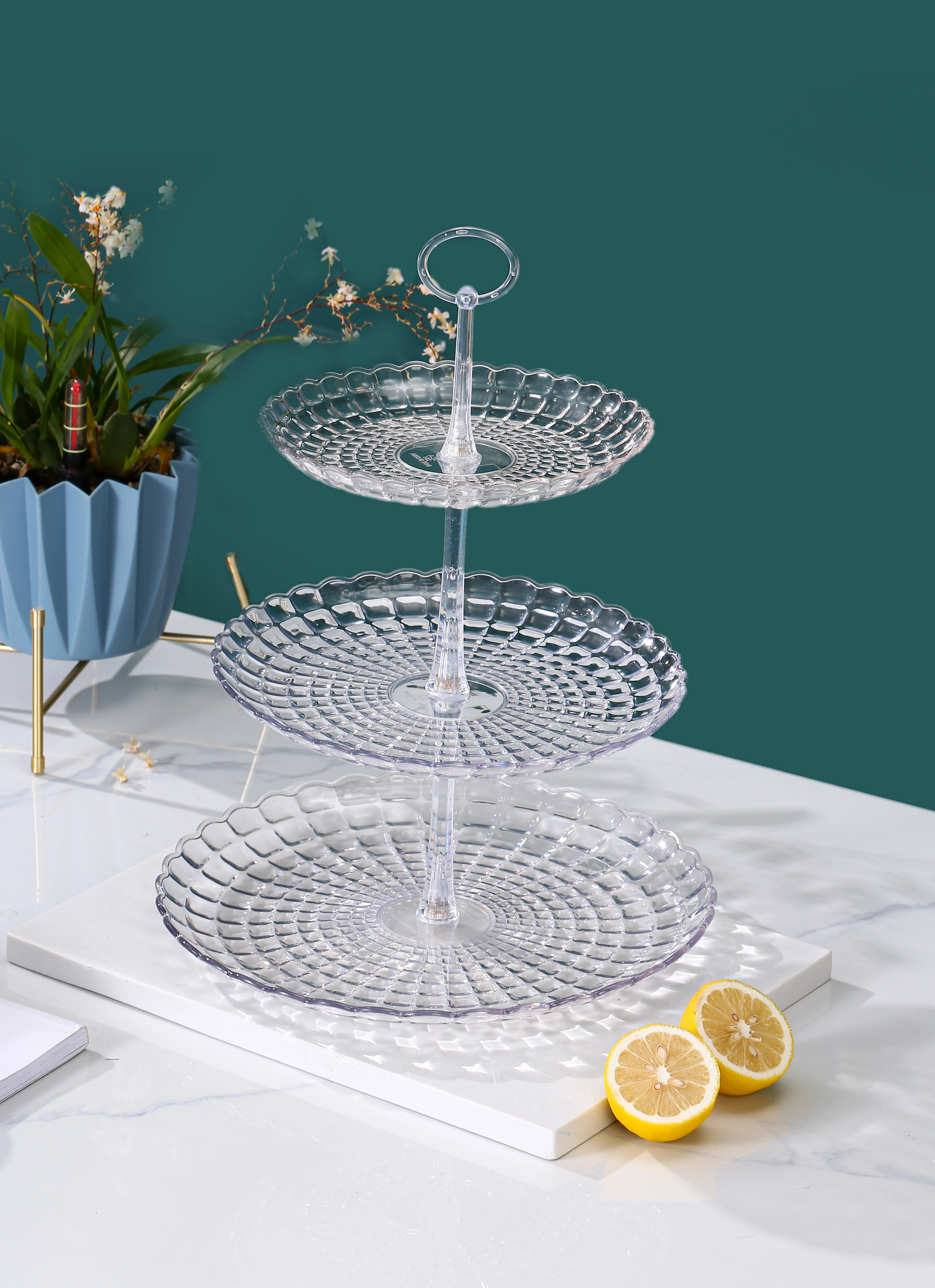 Food Grade Environmentally Friendly Pet Material Cheap Plastic Round Cake Tray Plastic Serving Tray