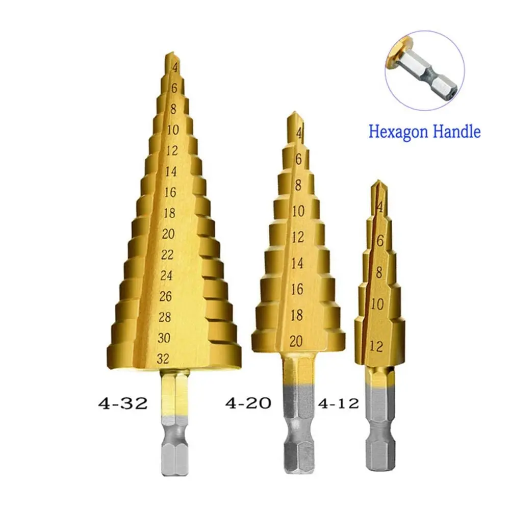 Tin-coated drill hss step drill bit step hole saw for steel 4-20 core drill bit