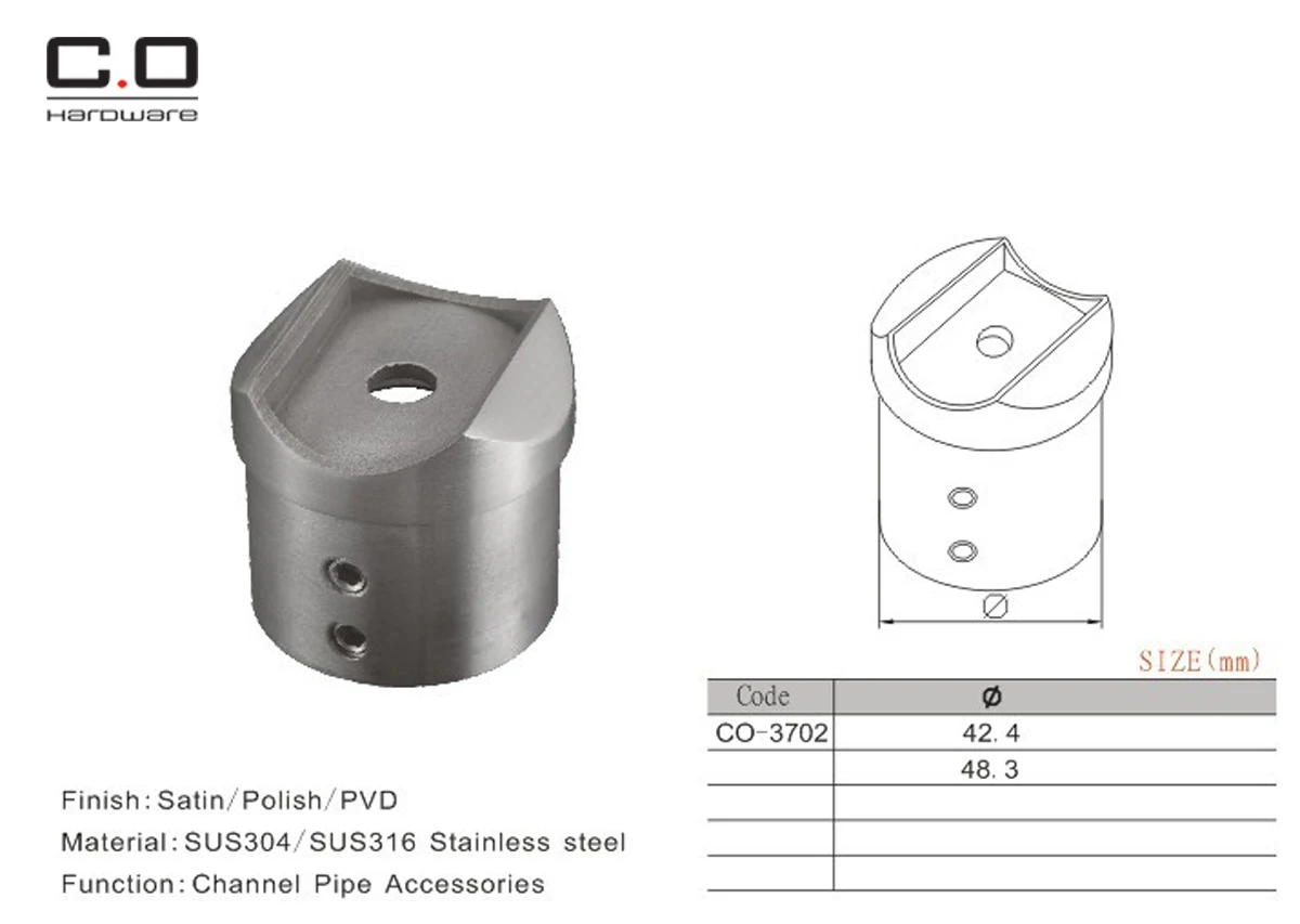 Hot sales stainless slot pipe railing balustrade  top support