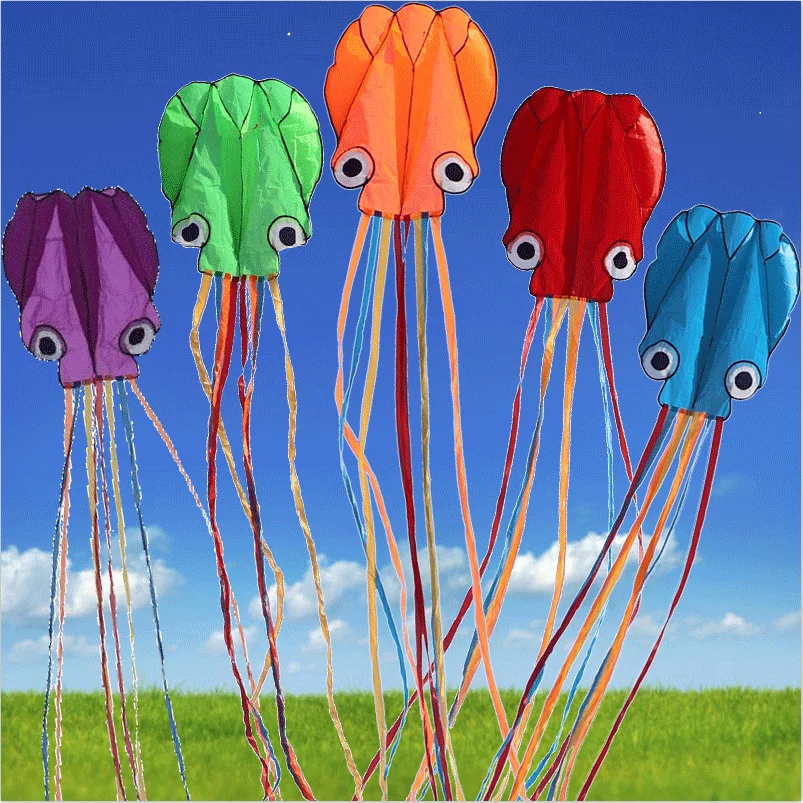 high quality 3d Inflatable with tails outdoor sport Kites Kids adult soft colorful octopus Kites