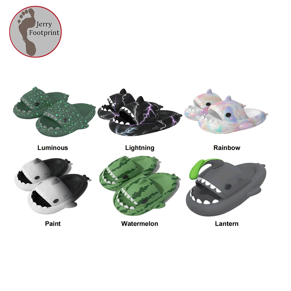 Cartoon Summer outdoor couple shoes thick bottom non-slip slippers shark slippers glow in the dark with light