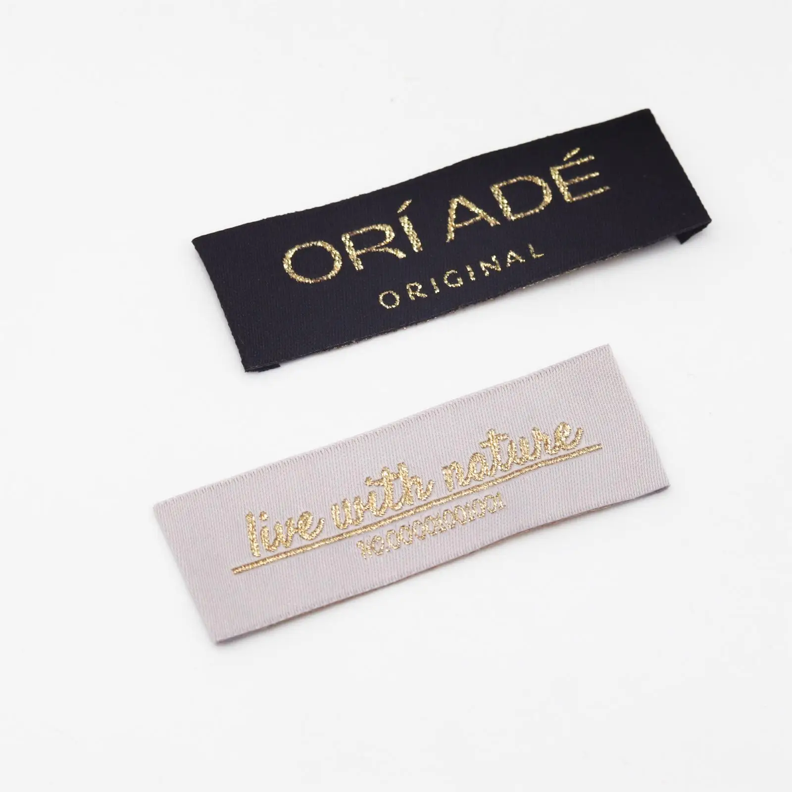 Custom Sewed Luxury metal wire Soft Satin Private Clothing Woven Label T-shirt Garment Main/Neck Label Tags