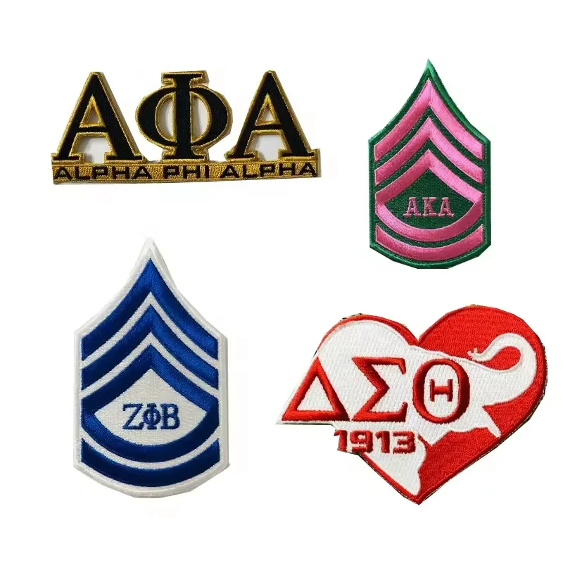 Китайский завод изготовленный на заказ дизайн логотипа вашего бренда ZETA PHI BETA SIGMA DELTA вышивка патчи с железом оптовая
