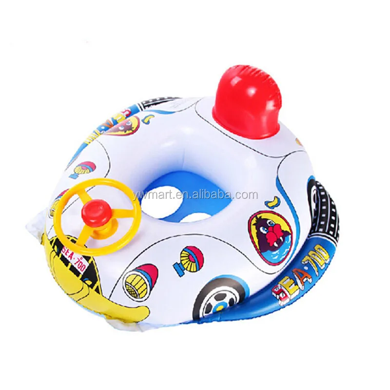 Hot sell Steering wheel baby swim float with safety seat Pool Float Ring car inflatable baby float