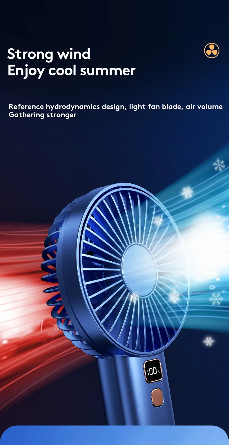 Summer Battery Rechargeable Digital Display Cooling Fan  Outdoor 4 Level Portable USB Electric mini portable fan mini hand fan