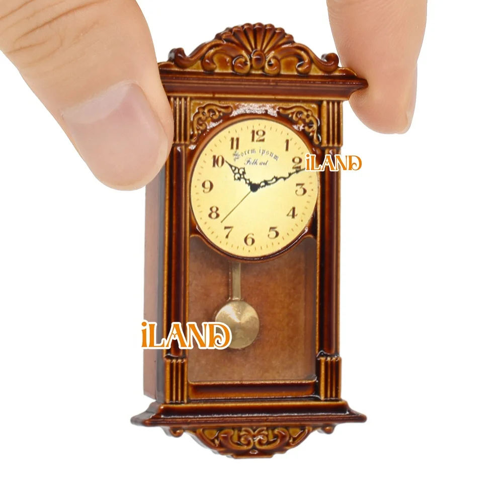 Миниатюрные аксессуары для кукольного домика iLAND в масштабе 1:12 винтажные настенные часы из металла часы-Дедушка дома гостиной