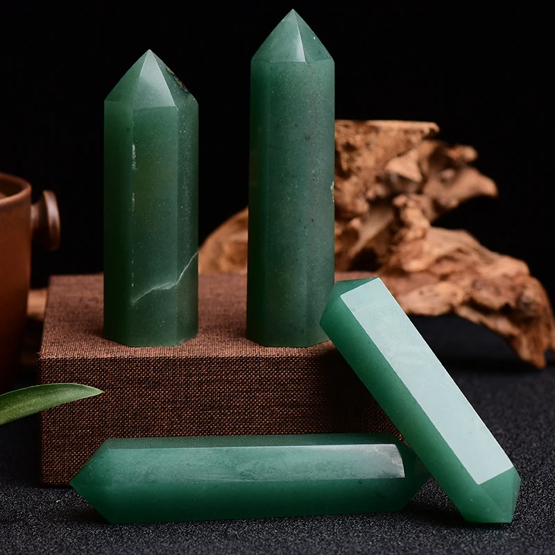 Wholesale natural healing crystal Feng shui stone Green Aventurine Jade Yingpoint wand tower for home decoration
