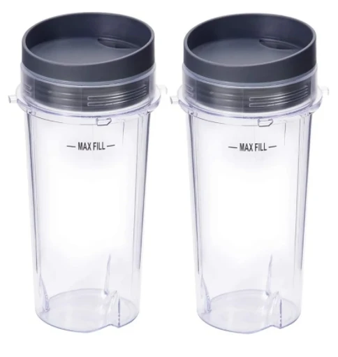 2 pack 16Oz Cups with Flat Lids Compatible For Nutri Blender Single Serve Replacement Parts