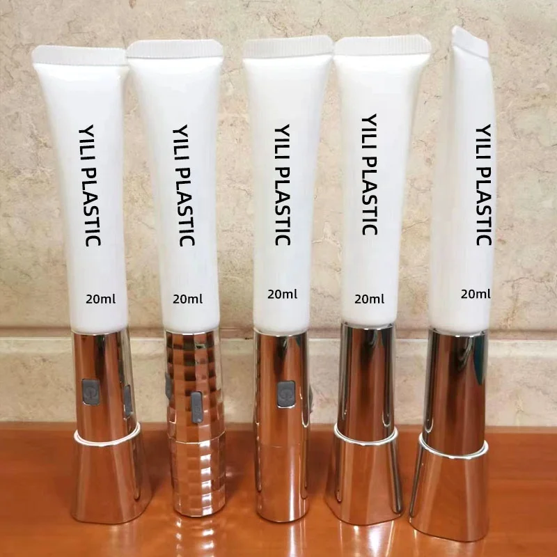 Custom Cosmetic Package Replaceable Battery Micro Current Technology Eye Cream Tube 15Ml Metal Applicator Heating Eye Cream Tube