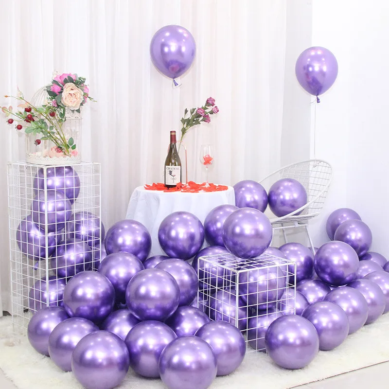 12 inches Latex Metallic Balloons Birthday Balloon Set Helium Shiny Balloons Party Compatible Birthday Party Decoration