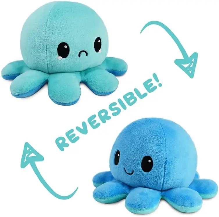 2024 New Stuffed Cute Octopus Custom Plush Toy Ocean Animal Double Side Flip Reversible Octopus Plush for Kid Gift