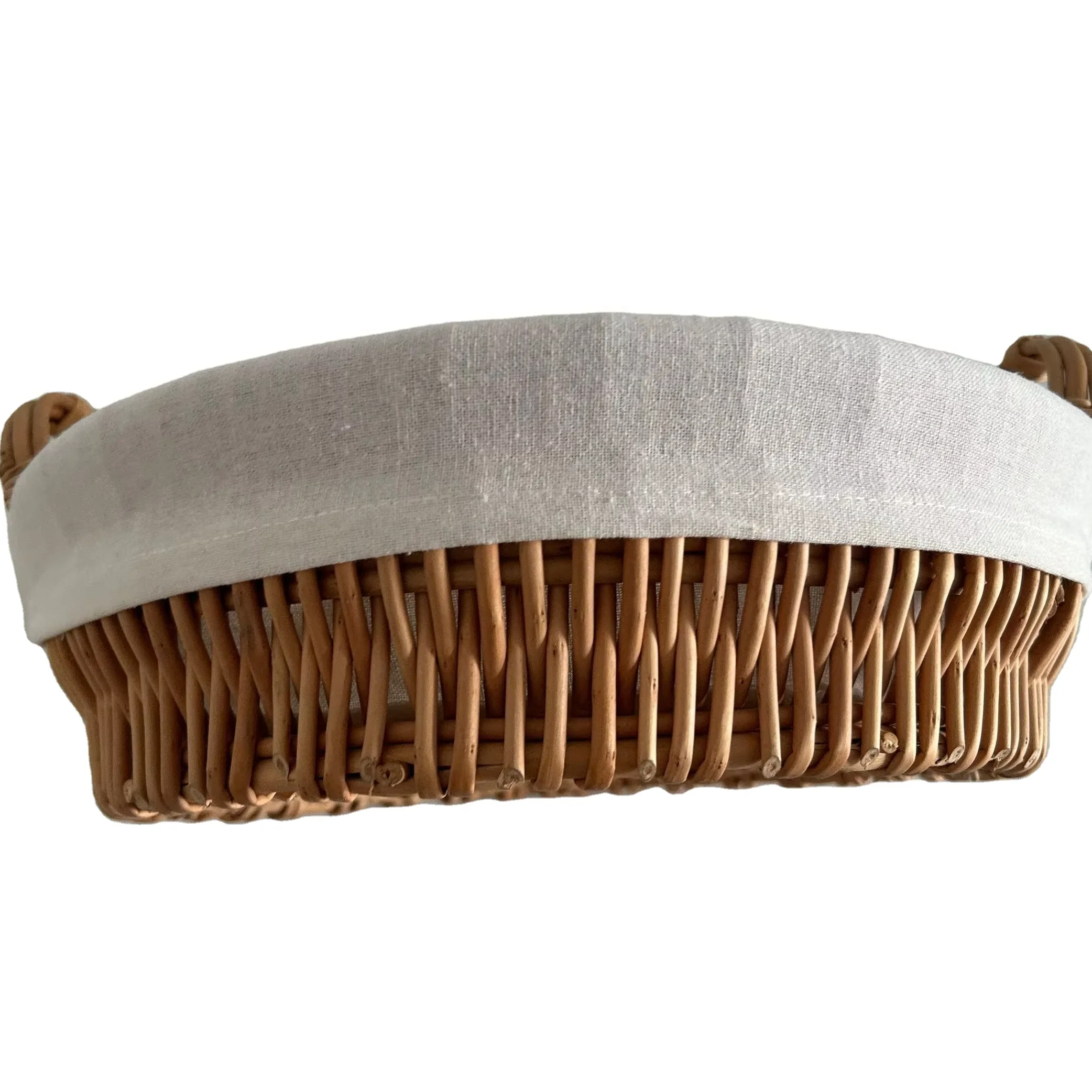 Handmade Decorative Woven Wicker Fruit Bread Picnic Basket Set And Small Willick Breakfast Storage Basket With Lining