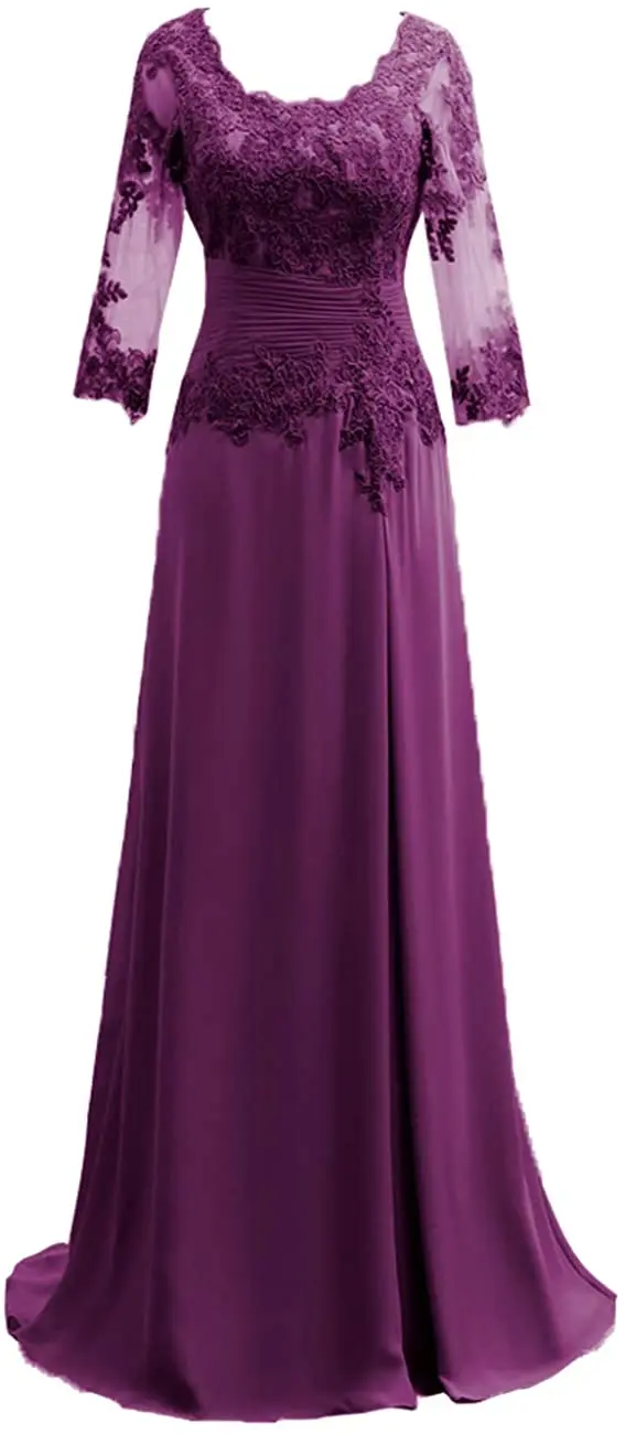 Mother Of The Bride Dress Long Sleeve Chiffon Lace Formal Evening Dress Mother of the Bride Dresses