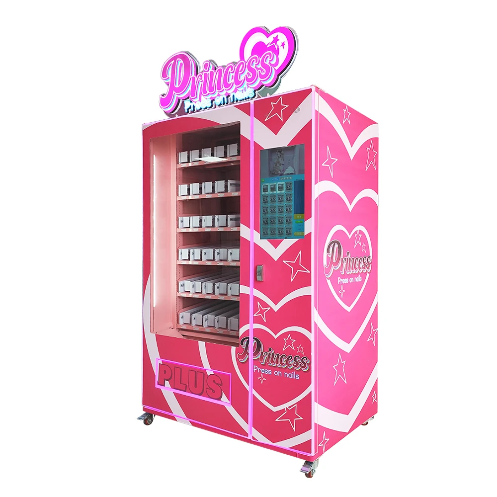 Women Press On Nails Item Vending Machine Combo Vending Machine Beauty Pink Automatic Nail Art Vending Machine With Touch Screen