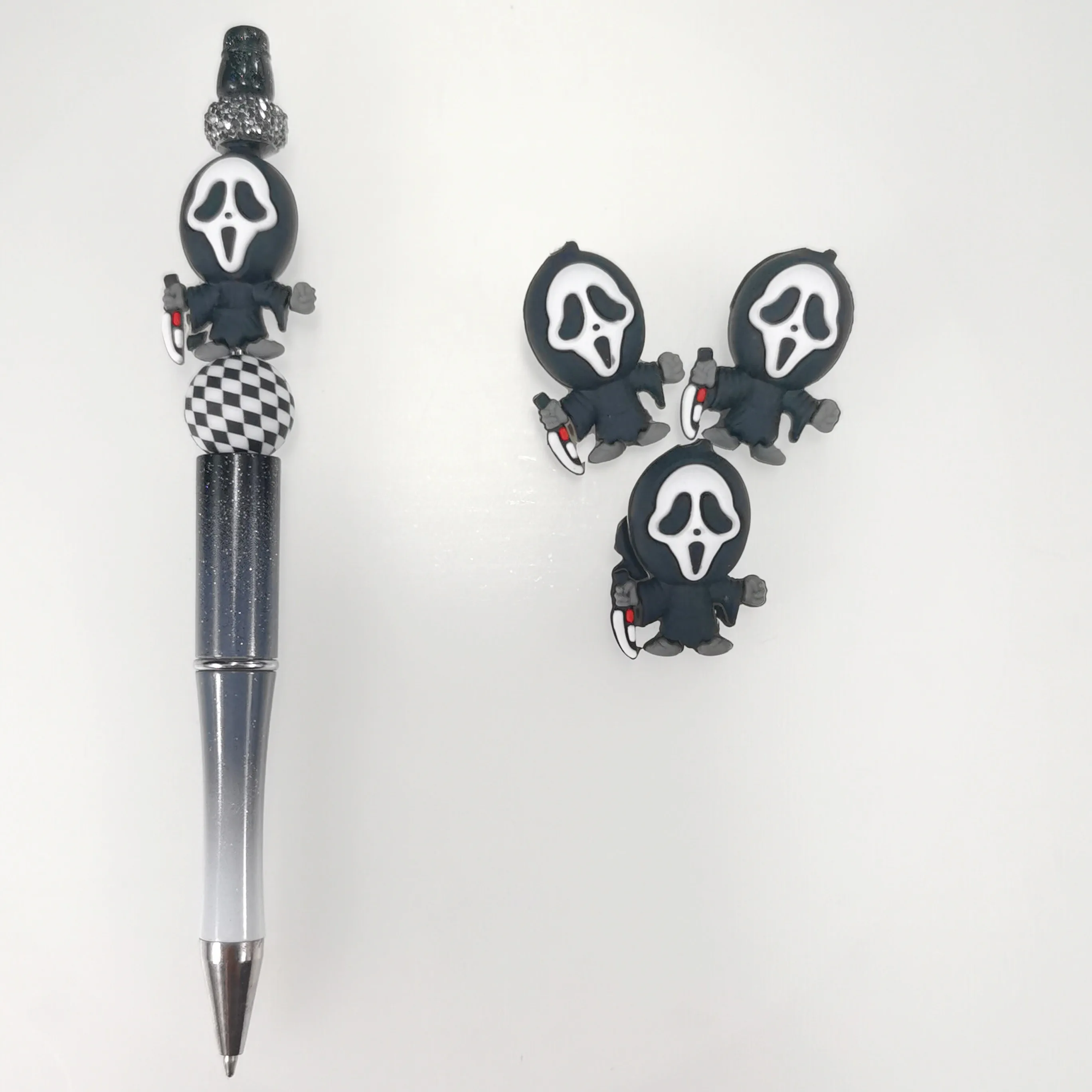 3d Focal New Design Funny Halloween Sensory 100% Food Grade Bpa Free Silicone Skull Beads For Pen Making