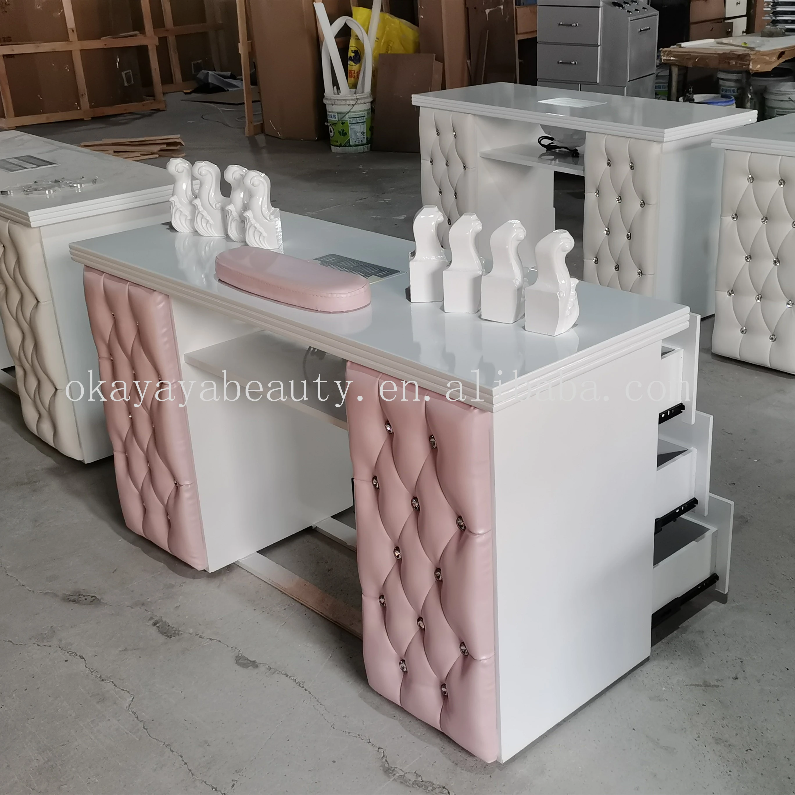 Durable beauty equipment manicure tables nail table with exhaust fan for beauty salon furniture