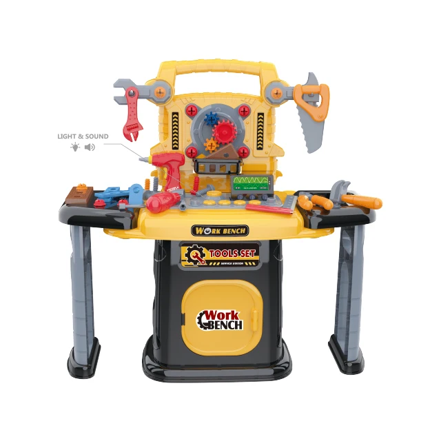 Plastic Construction Workshop Pretend Play Set Children DIY Tool Workbench Toy Kids Tool Toys