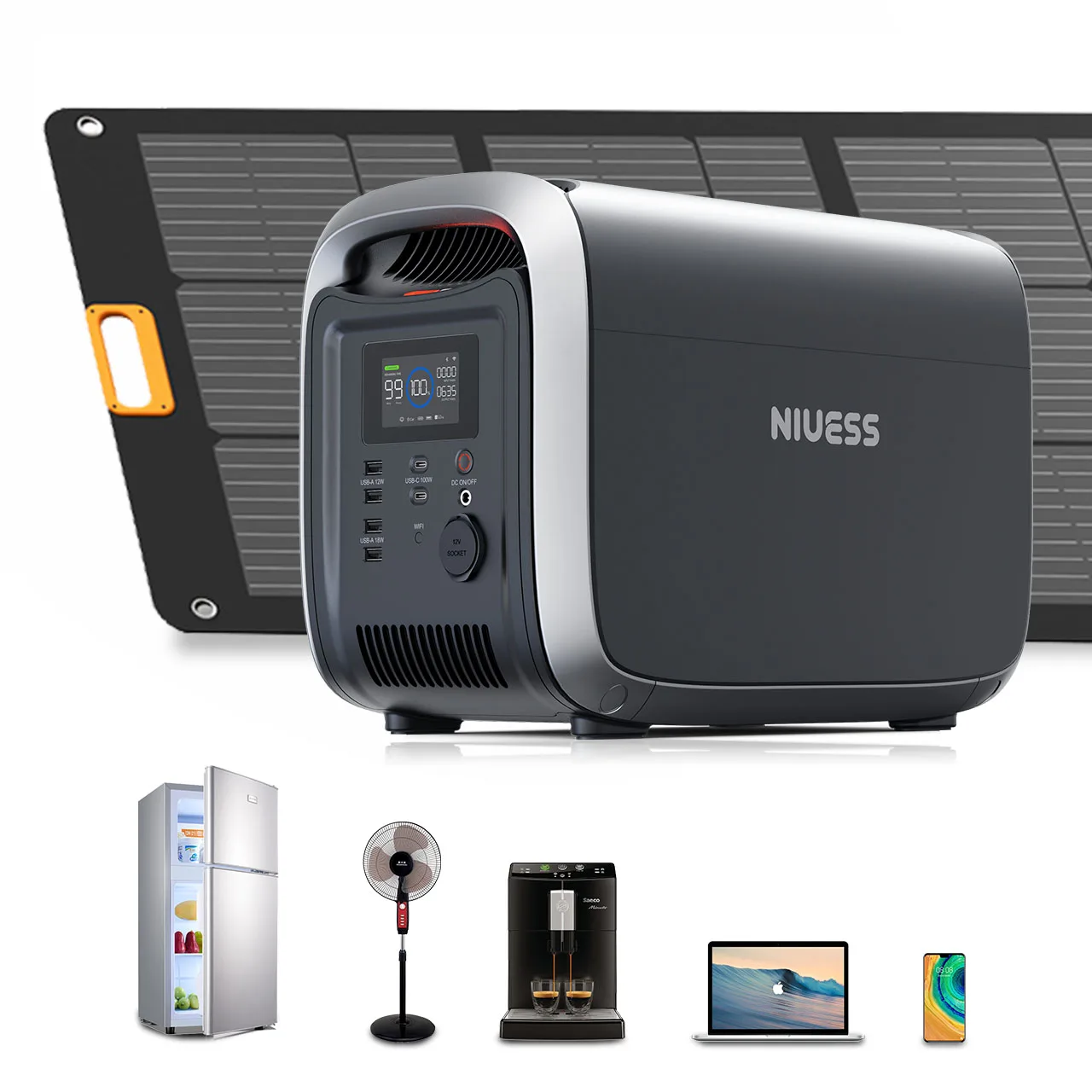 Лидер продаж, литиевая батарея NIUESS 1200 Вт 1228wh USB Type-c DC 2400 Вт, портативная электростанция для наружного использования