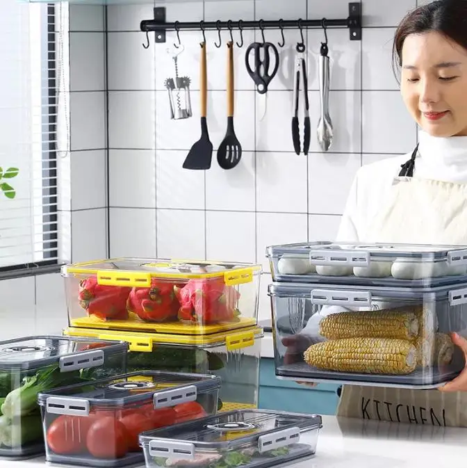 2024 шкафчики для хранения продуктов органайзеры холодильников свежие контейнеры с вентиляционными крышками