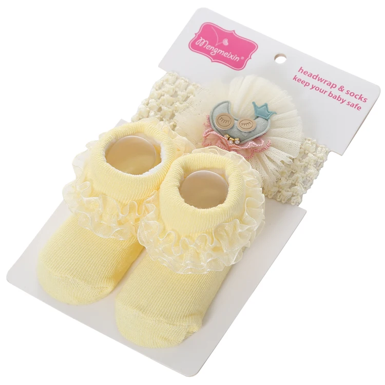 beautiful 100% cotton newborn baby socks and hairbands