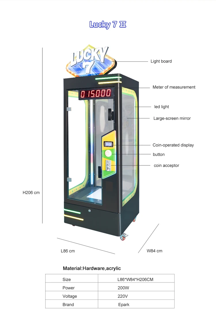 Customized Lucky 7 Arcade Coin Operated Games Scissors Cut Prize Gift Machine Gift Vending Game Machine