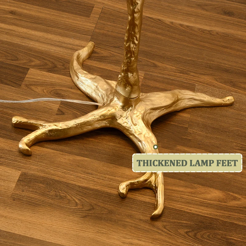 Современный роскошный Напольный СВЕТОДИОДНЫЙ светильник в скандинавском стиле с деревянными ветвями, медными страусиными перьями из смолы