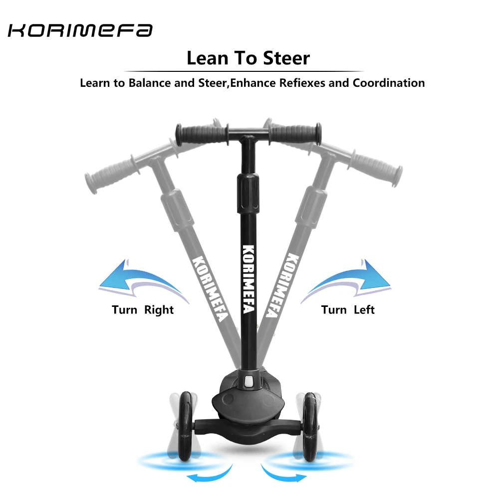 
Korimefa Scooter for Kids Toddlers Scooters 3 Wheels Kick Scooter Lean to Steer with PU Flashing Wheels 