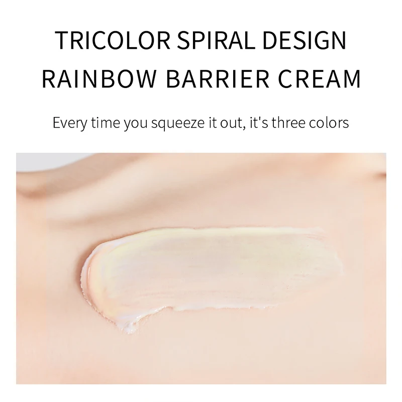 JOMTAM natural 3colors waterproof face whitening foundation makeup isolation cream rainbow face primer