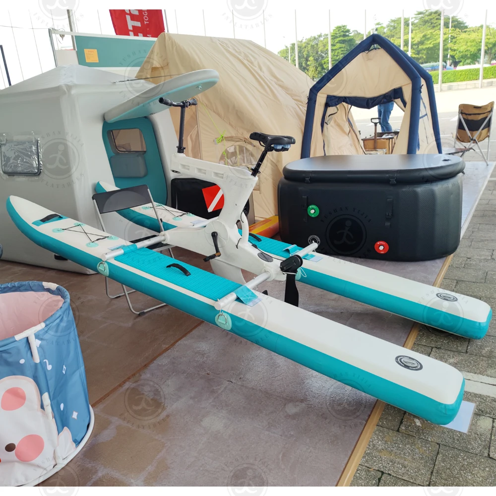 New Design Inflatable Single Water Bike Pedalo Pedal Boat Floating Bicycle For Sale