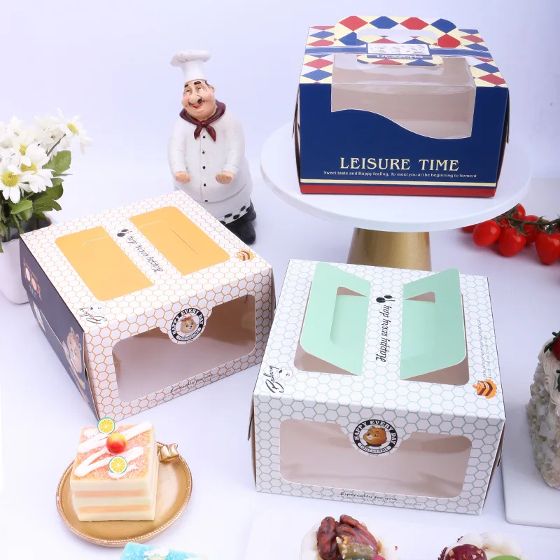 White Kraft Coated Printed Packaging Baking Food Gift Paper Box With PET Window