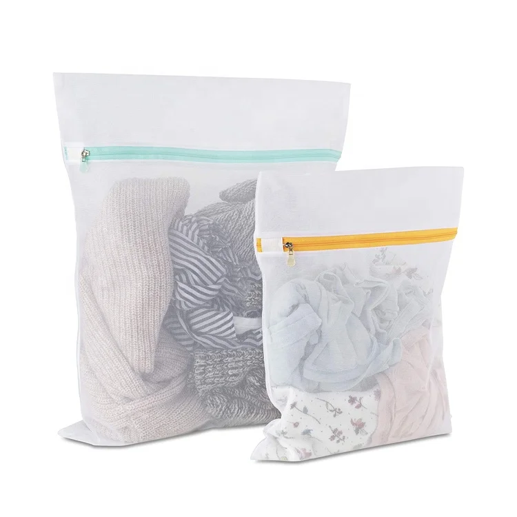 New Wholesale Nylon  Protective Washing Double Layer Zipped Mesh Laundry Bag