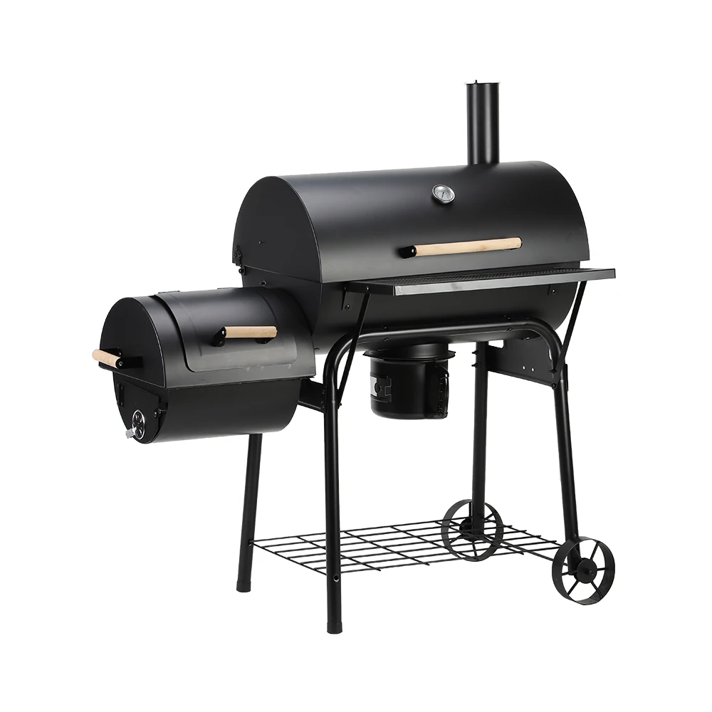 Jianyi Durable BBQ Grills with Smoker Large Cooking area Charcoal Grill with Side Fire Box, Black