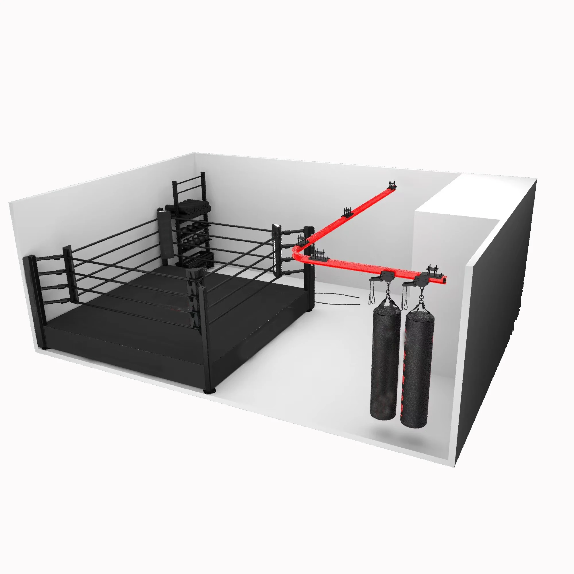 Elevated Competition Boxing Ring 7.8X7.8M Handcrafted in China Vector Art Design