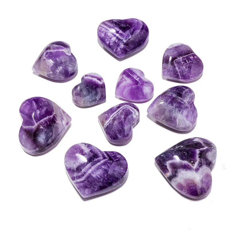 Wholesale quartz crystals healing gemstone crystal carving natural dream amethyst heart