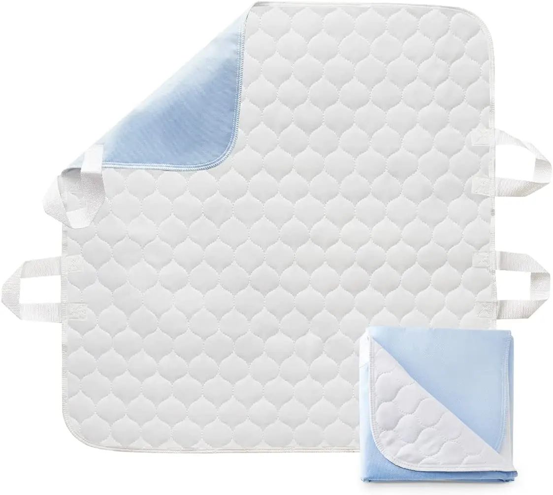 Home Care Absorbent Washable Incontinence Underpad Waterproof Reusable Positioning Bed Pad with Handles