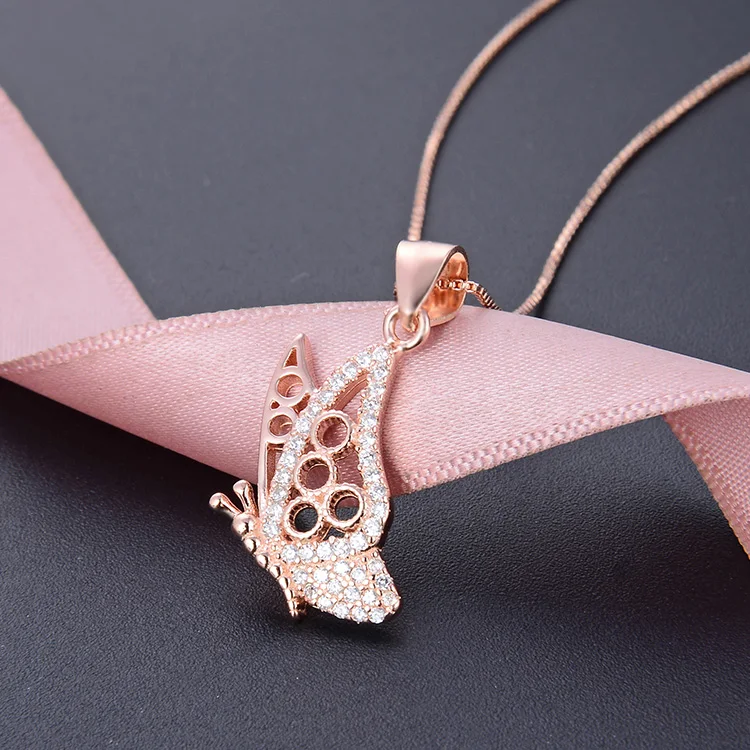 POLIVA Butterfly Pendant Charms Necklace Pendant Gold Plated 925 Sterling Silver Cubic Zirconia Women Trendy Party Zircon 2g